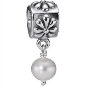 EVERYTHING MUST GO SALE: Authentic Pandora Flower; Sterling Silver w White Pearl